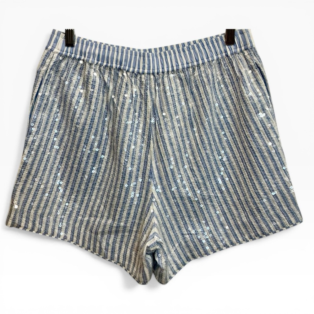NEW Anthropologie The Wren Boxer Shorts: Sequin Edition - Light Blue Small - Picture 5 of 8